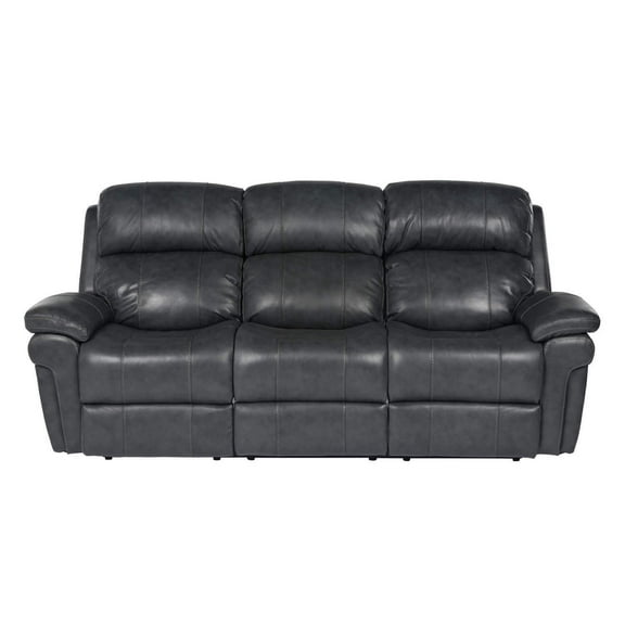 Leather Reclining Sofa 3 Seater Power Headrest USB Ports Gray Living Room Sofa
