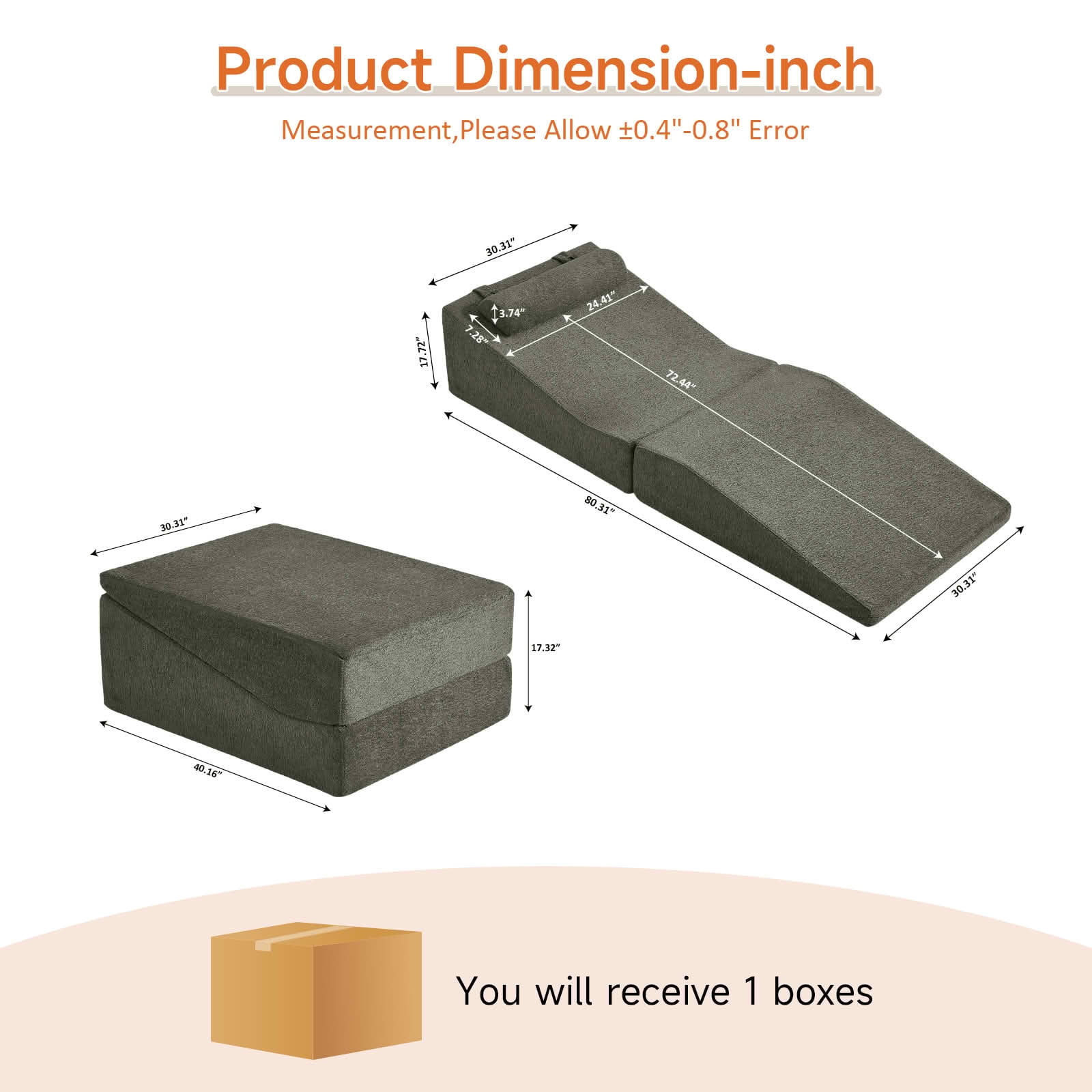 MAYEERTY High-Density Sponge Foldable Tatami Sofa Bed Multi-Use Lounge Chair No Assembly