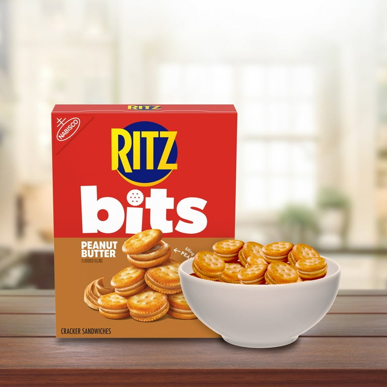 3 pack) RITZ Bits Peanut Butter Sandwich Crackers, Snacks for Kids