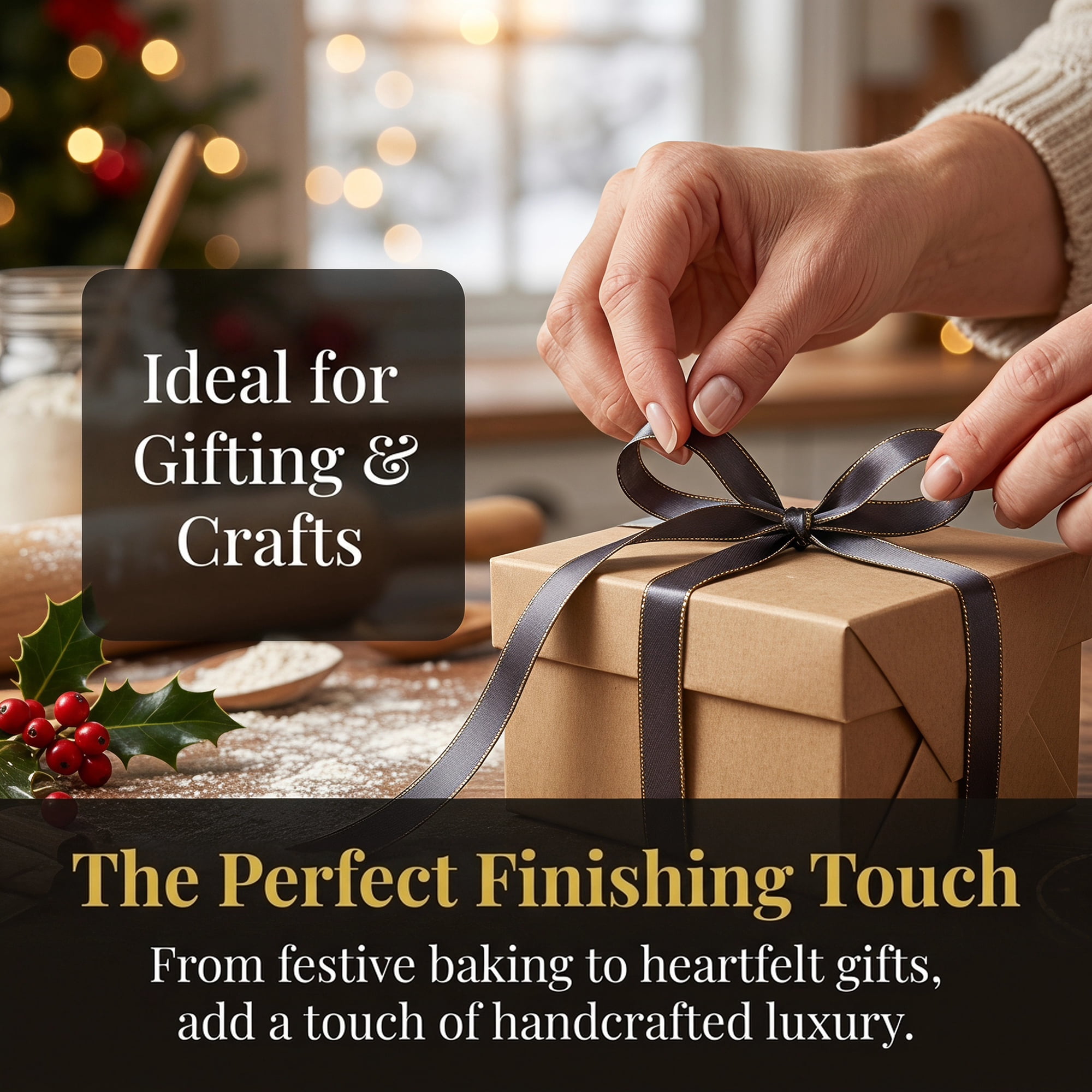 Unique Bargains Elegant Fabric Ribbon for Gift Wrapping and Crafting Projects Grey