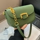 thumbnail image 4 of Bolso bandolera de piel sintética adecuado para citas diarias, pequeño bolso cuadrado verde, 4 of 5