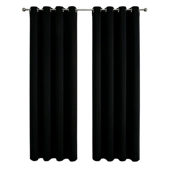 Maplenight Blackout Curtains Panels Set of 2 for Bedroom and Living Room Elegant Curtain Panel Pair Polyester Room Darkening Window Treatments Cafe Curtains 51 x 39 Inches Black