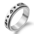 thumbnail image 3 of Anillo giratorio de acero inoxidable para mujer y hombre, anillos de banda para aliviar el estrés, conjunto de anillos de promesa de boda anchos, 5 uds., 3 of 5