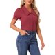 thumbnail image 4 of Blusa de mujer Inspire Chic con cuello Peter Pan, manga corta abullonada, estilo retro, talla XS, color burdeos, 4 of 5