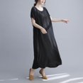 thumbnail image 4 of Ashirexll Womens Summer Dresses, Flowy Dresses for Women, Summer Plus Size Round Neck Loose Casual Mid-Length Dress, 4 of 6
