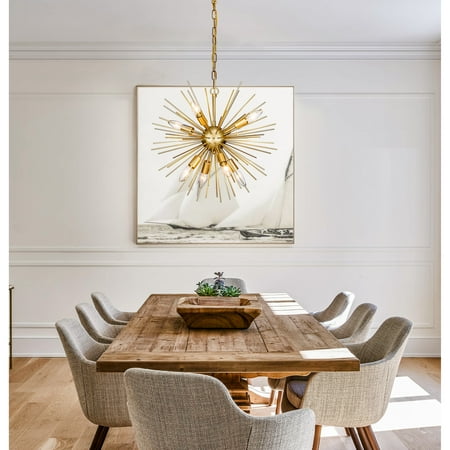

AloaDecor Modern Gold Sputnik Sphere Chandeliers Starburst Satellite Pendant Ceiling Lighting 8 W 19.3