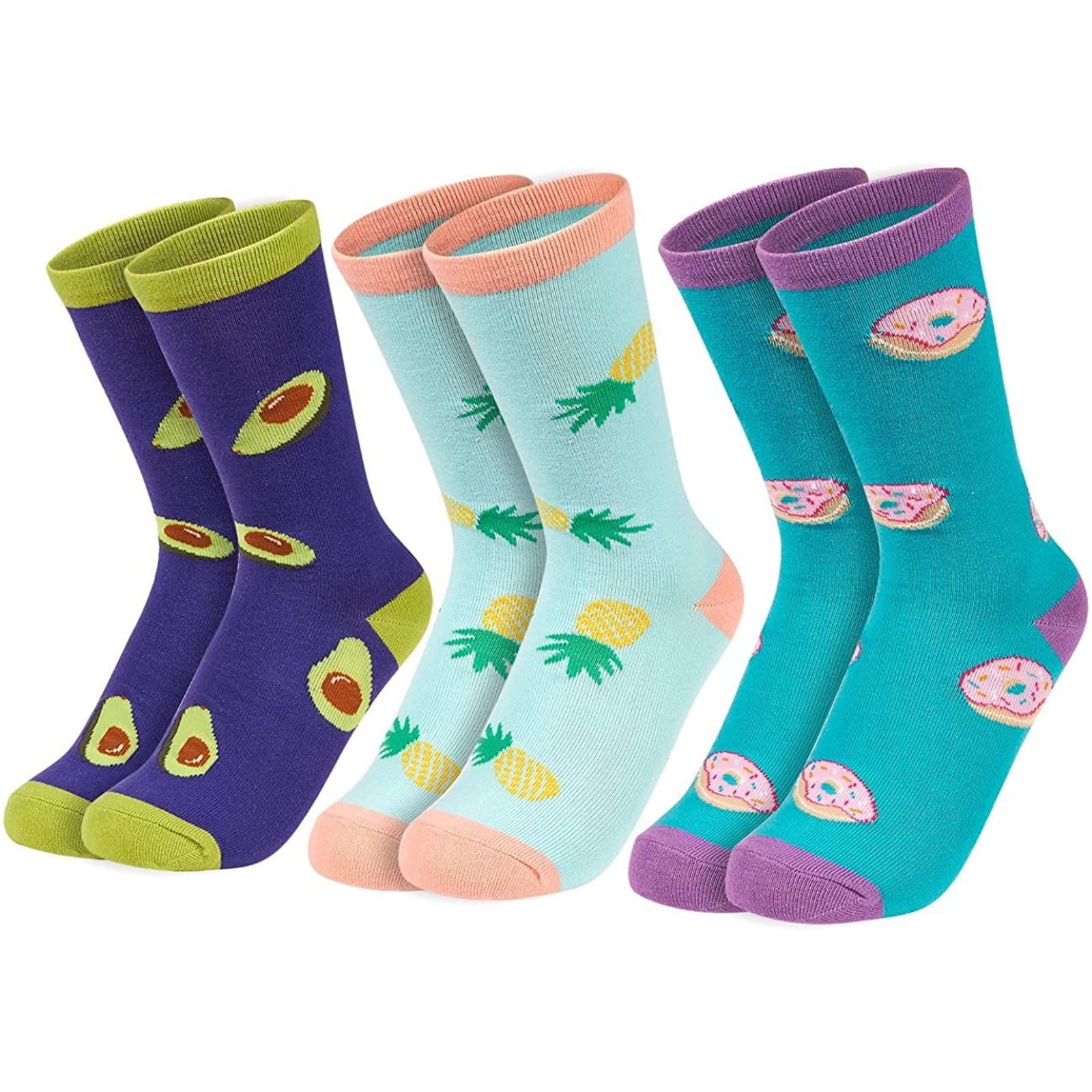 Funny Pineapple Teeth Pickle Avocado Gifts Zmart Pineapple Teeth Pickle Avocado Ankle Low Cut Socks 2 Pack