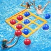 Giunmcul Pool Toys Games Set Inflatable Tac-Tac-Toe Board for Swimming Pools with 10 Balls and Pump Safe Thickened PVC for All Ages 56x54in Float