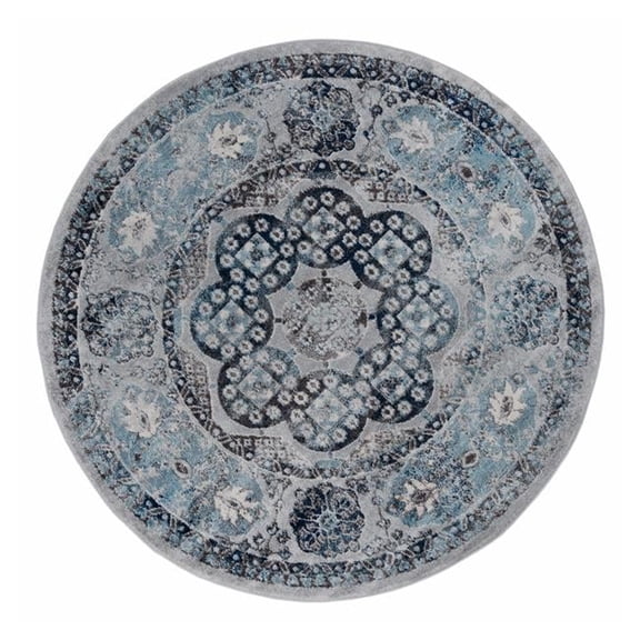 6 ft. Round Medallion Power Loom Round Rug, Gray