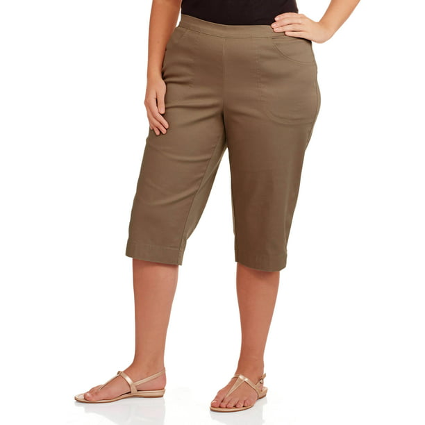 Just Size Women's Plus Size 2 Pocket Pull on Capri - Walmart.com