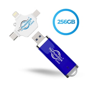 Open Box ThePhotoStick Omni 256GB Portable External Storage w/USB 3.0, Multiport Adapter, Blue