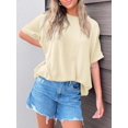 thumbnail image 5 of Womens Oversized T Shirts Summer Casual Loose Fit Striped Knit Batwing Sleeves Tunic Tops, 5 of 6