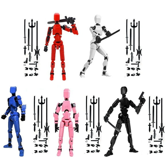 5pcs Action Figure Set With Weapons - Multi-Jointed, DIY Assembly Kit, Fully Articulated Robot Models, Suitable For Stop Motion Animation, Halloween and Christmas Gifts