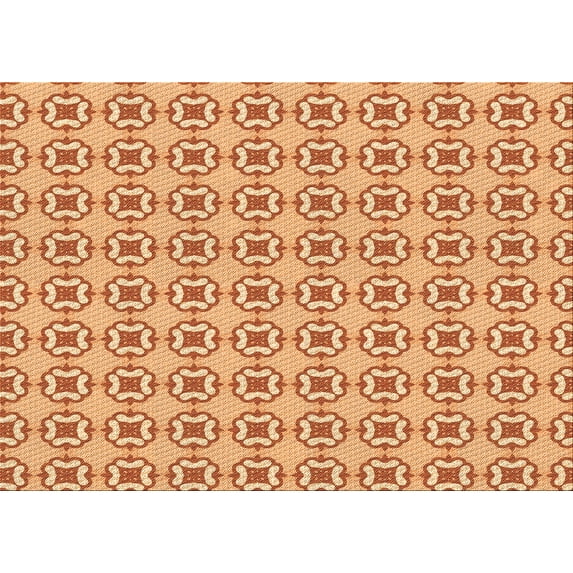 Ahgly Company Indoor Rectangle Patterned Orange Red Orange Area Rugs, 8' x 12'