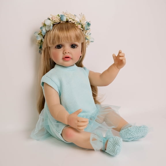 iCrade Lifelike Lovely Toddler Dolls Girl Betty 22 Inch 55 cm Realistic Beautiful Reborn Babies Soft Full Body with Wig Sheath Xmas Birthday Gift for Kids Age 3 
