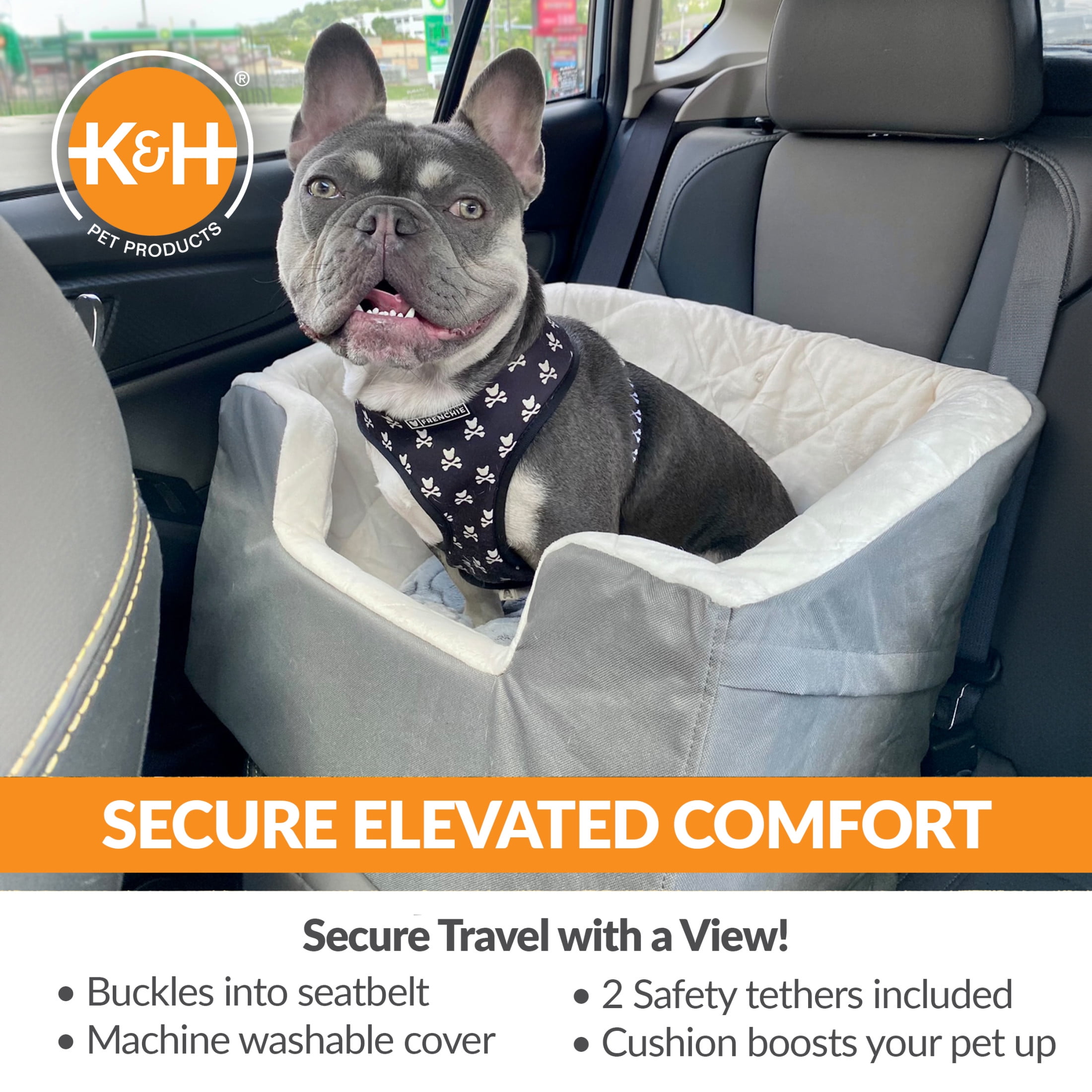 K&H Pet Products Bucket Booster Dog Car Seat Knockdown Gray/Cream Large