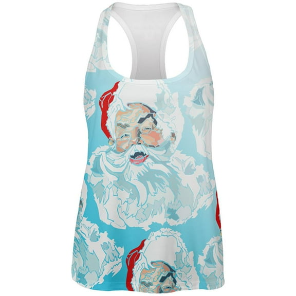 Christmas Classic Jolly Saint Nick Santa Claus All Over Womens Work Out Tank Top Multi LG