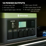 Swiss Tech 2400W portable power station 2060Wh solar generator for camping & emergency backup