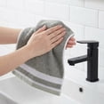 thumbnail image 3 of REGALWOVEN 2 Pack Pure Cotton Hand Towels with Textured Stripe Border, Soft Absorbent Quick Drying Decorative Towel Set for Bathroom Grey 29" x 13", 3 of 7
