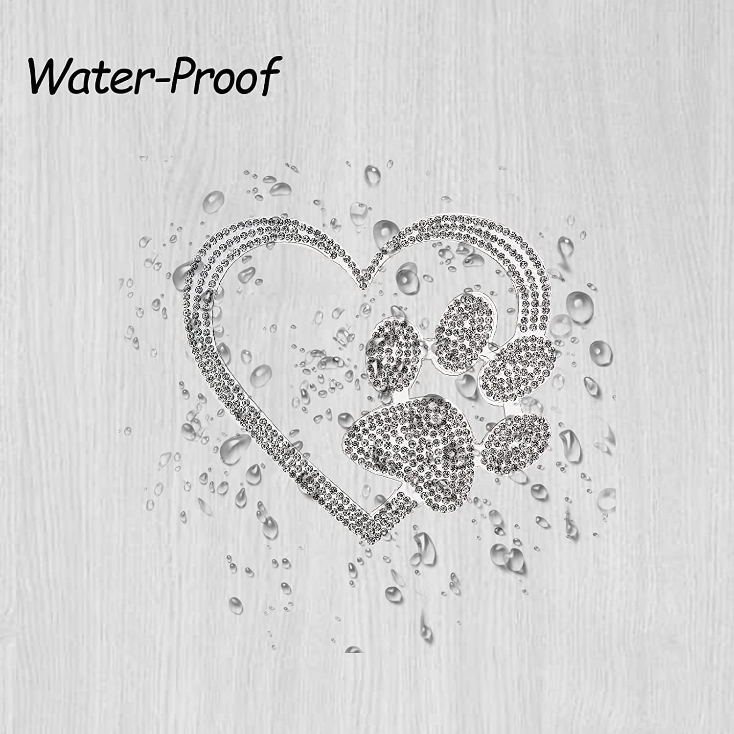 car Bling Stickers and Decals, Cars Walls Laptop Luggage Bling Rhinestone Stickers, Heart with Dog paw(4 X 3.5 Inch)