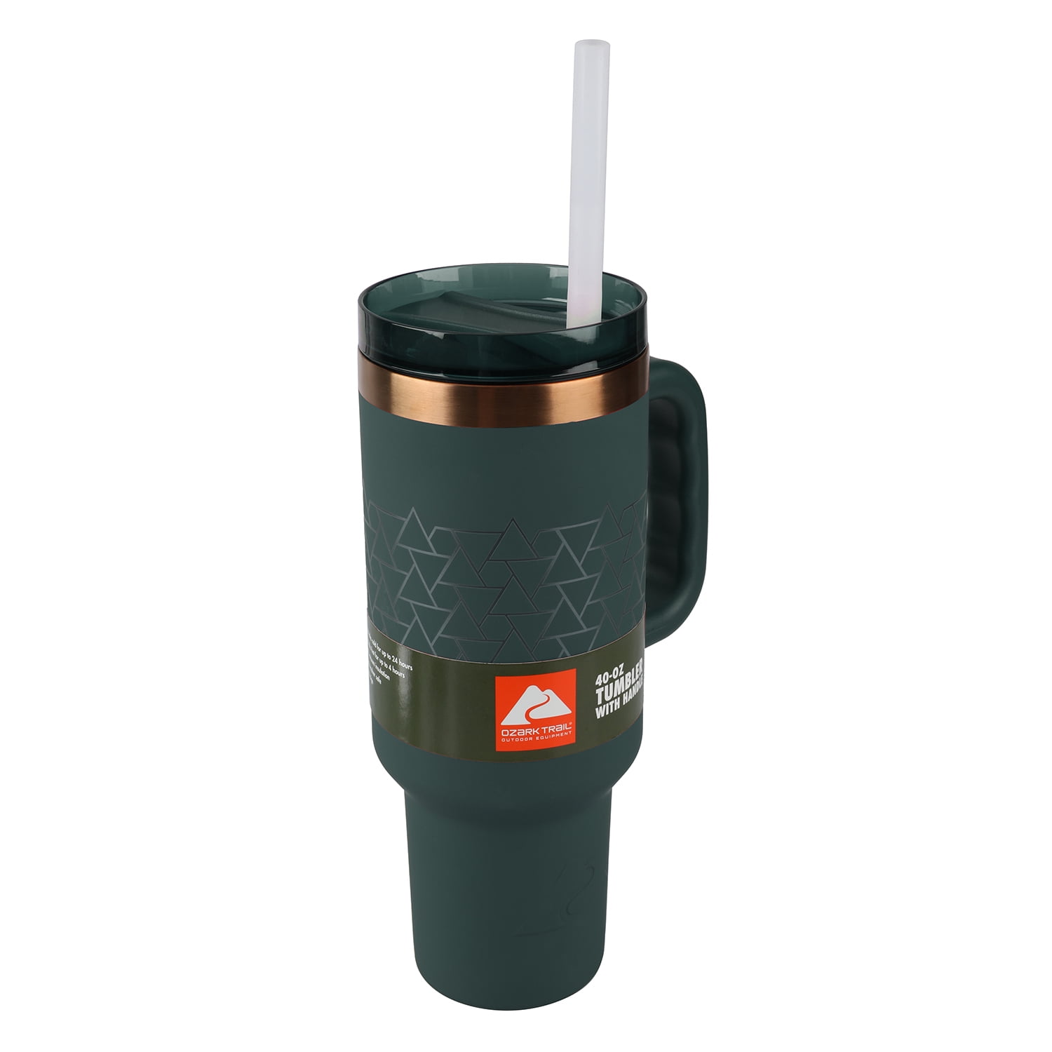 (3 pack) Ozark Trail 40 oz Insulated Stainless Steel Tumbler with Handle, Dark Green