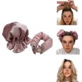 thumbnail image 1 of Juego de 2 rizadores de pelo sin calor de satén: rulos para el pelo, rizadores de pelo sin calor con gorros para dormir durante la noche, diadema con varillas suaves para rizar, 1 of 5