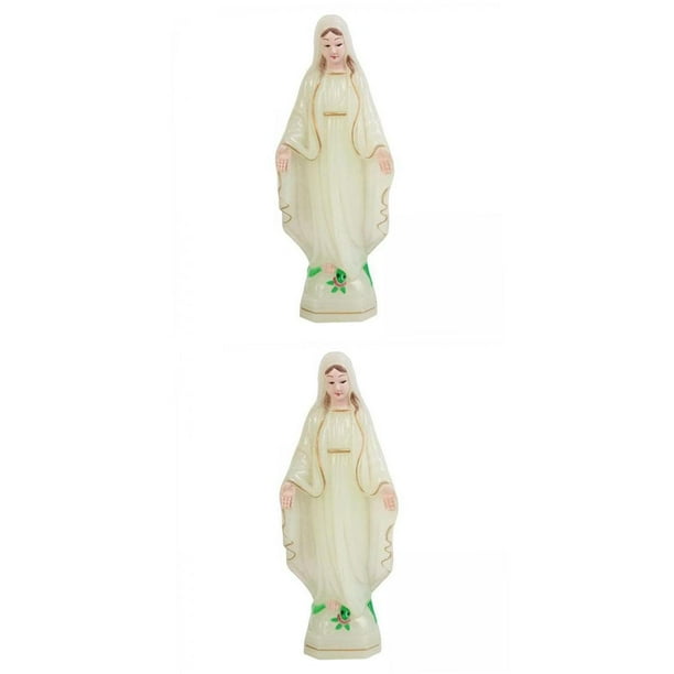 2 figuras de la Santa Madre María, esculturas coleccionables para el hogar. 10 cm luminoso