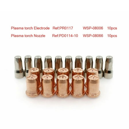 

20pcs PR0117 Plasma Electrode PD0114-10 Tips 1.0mm for Trafimet S75 Cuting Torch