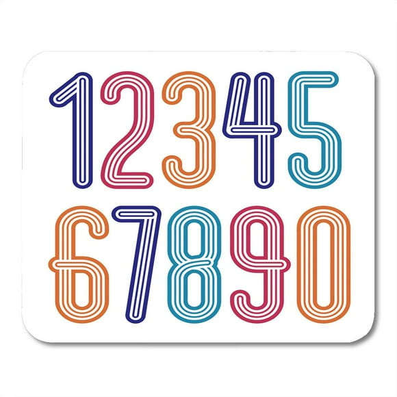 NUDECOR Disco Digits Modern Numerals Collection Funky Tall From 0 to 9 Best for Created Using Triple Stripy Mousepad Mouse Pad Mouse Mat 9x10 inch