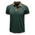 thumbnail image 4 of BiZtdJrK Mens Contrast Collar Polos Lightweight Moisture Wicking Golf Shirt Raglan Short Sleeve Collared T-shirt Daily Sales Green XXXL, 4 of 8