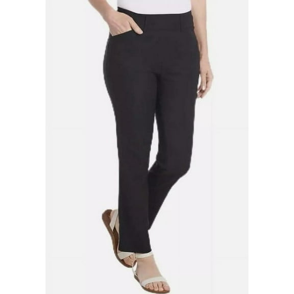 Hilary Radley Women Mid-Rise Stretch Pull-On Ankle Pant (Black,Small)