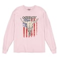 thumbnail image 5 of Cowboy Country Steer Head Long Sleeve T-shirt Vintage Cow Skull American Flag, 5 of 7