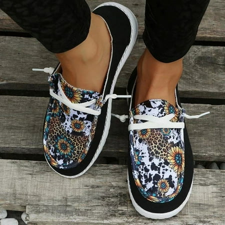 

Women s Lightweight Breathable Cow Print Color Blocking Skate Shoes