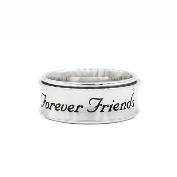 Waterproof Stainless Steel Spinner Ring with Forever Friends Engraving - Size 10 Jewelry Ring