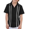 thumbnail image 2 of Zpanxa Toddler Boys Vertical Eyelet Stripe Trim Button Down Short Sleeve Shirts Lapel Collar Summer Casual Woven Dress Tops for Kids, 2 of 9