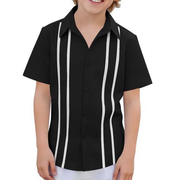 Guluxicc Button Up Shirts for Kids Boys Short Sleeve Linen Lapel Tops Solid Color Casual Summer Breathable Button Up Shirts