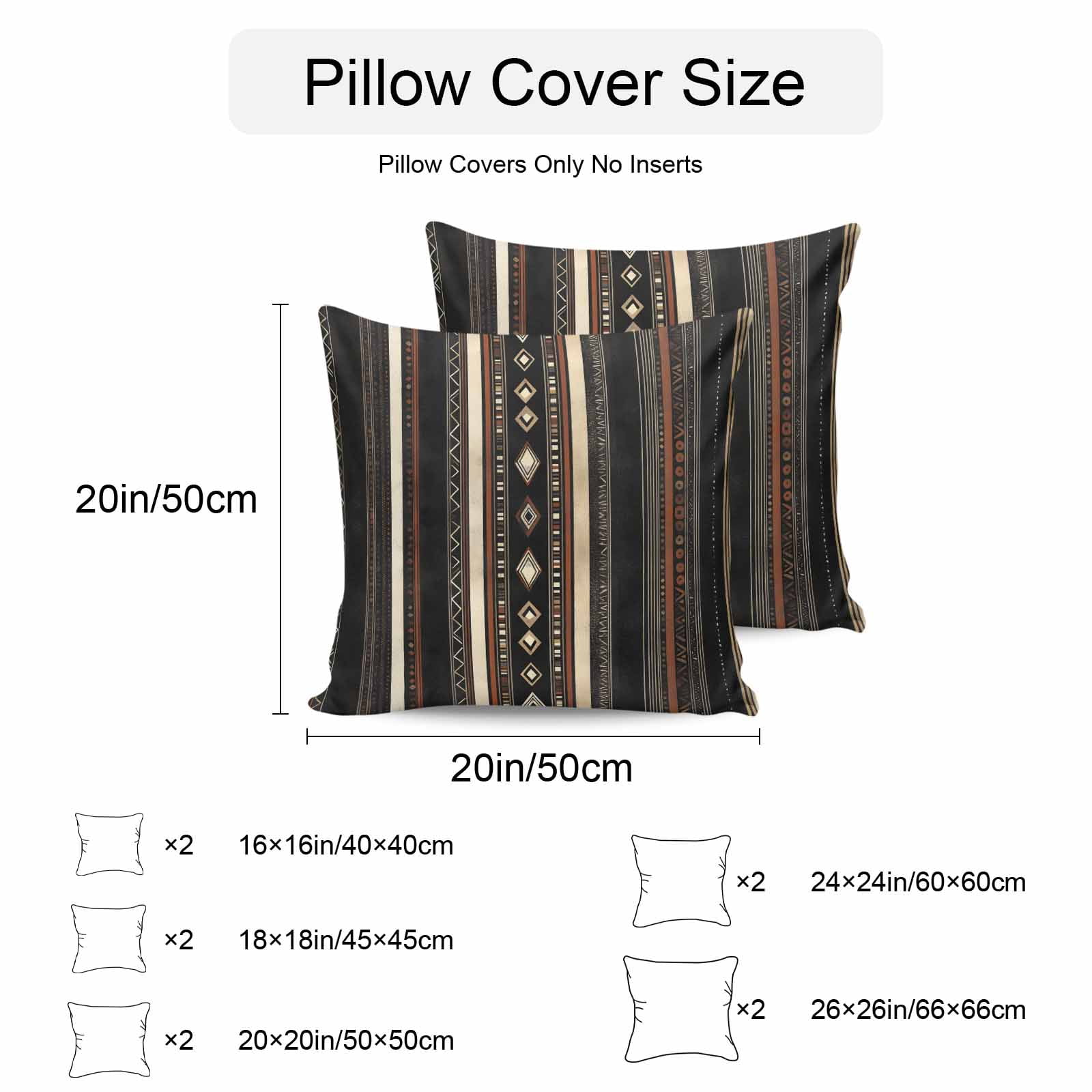 Waterproof Throw Pillow Covers Set of 2, 18x18 Inch Black Beige Boho Decorative Pillowcases Outdoor Pillow Slip Cushion Covers Set for Couch Tent Vintage Abstract Geometric Ethnic