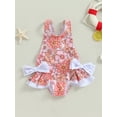 thumbnail image 4 of Hirigin Toddler Kids Baby Girl Swimsuit One Piece Ruffle Strawberry/Floral Print 3D Bow Backless Swimwear Bathing Suit 1-6T, 4 of 7