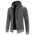 thumbnail image 4 of DHFJKG Mens Zip Up Hoodies Knitwear With Fuzzy Lining Casual Loose Fit Long Sleeve Hooded Drawstring Sweater Cardigan With Pockets Comfort Outerwear, 4 of 9