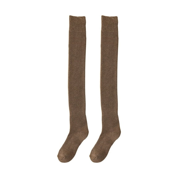 Fgnfyis Knee High Stockings Autumn Winter High Tube Warm Long Tube Ladies Solid Color Loop Hosiery 3 Pairs Coffee