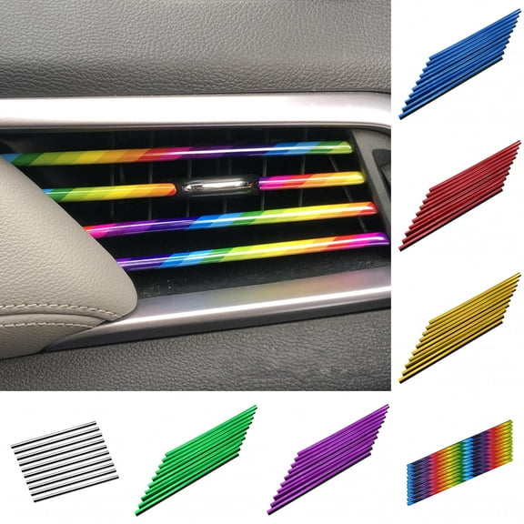 Walbest 10 Pack Air Vent Strip Universal Flexible PVC U Shape Air Conditioner Outlet Grille Trim for Universal Car SUV, Blue