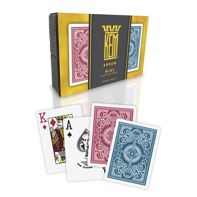 KEM Flèches Rouges et Bleues Cartes à Jouer en Plastique Index Jumbo Poker Taille Cartes à Jouer Premium Poker de Qualité Casino Cartes à Jouer 2 Jeux de Cartes