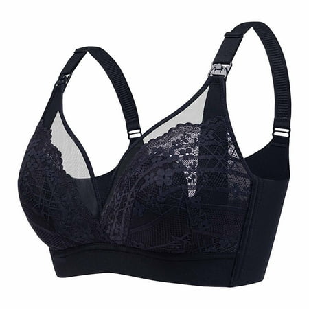 

Hinvhai Women s Sexy Ultra-thin Lace Bra without Steel Ring Breast Feeding Bra On Clearance Black 42/95BC(42/95BC)