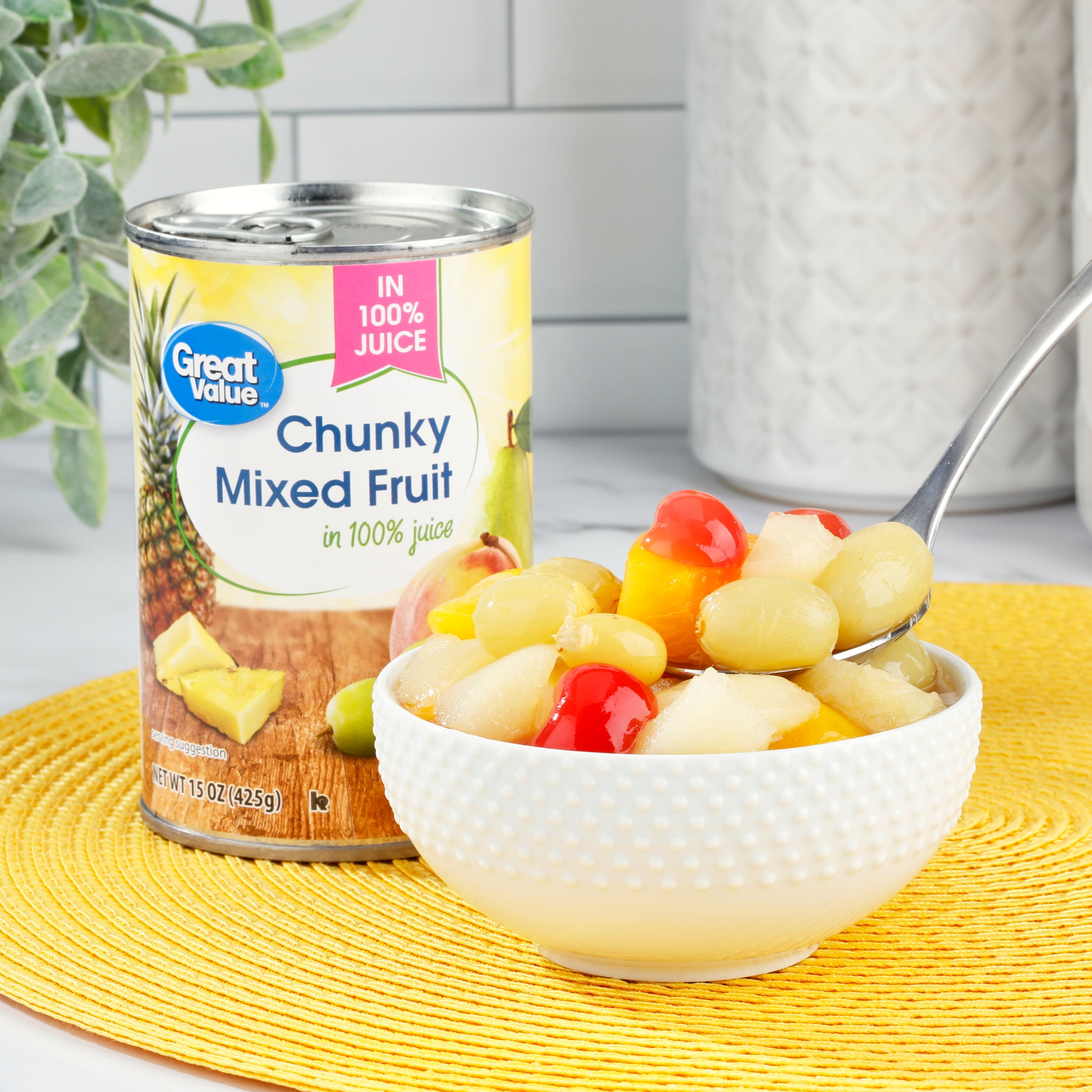 (12 pack) Great Value Chunky Mixed Fruit in Juice, 15 oz