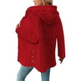 thumbnail image 3 of VINUSLI Womens Sherpa Jackets - Winter Button Down Teddy Hooded Jacket Warm Plus Size Long Sleeve Fuzzy Coats Red,XXXXL, 3 of 8