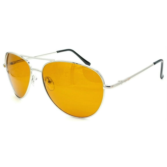 FLY-DEF High-Def Polarized Fishing sunglasses Gold Lens Metal Teardrop Aviator - Silver