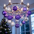 thumbnail image 4 of Christmas Tree Hanging Ornament Set Decorative Assorted Shatterproof Plastic Holiday Baubles Purple Silver, 4 of 6