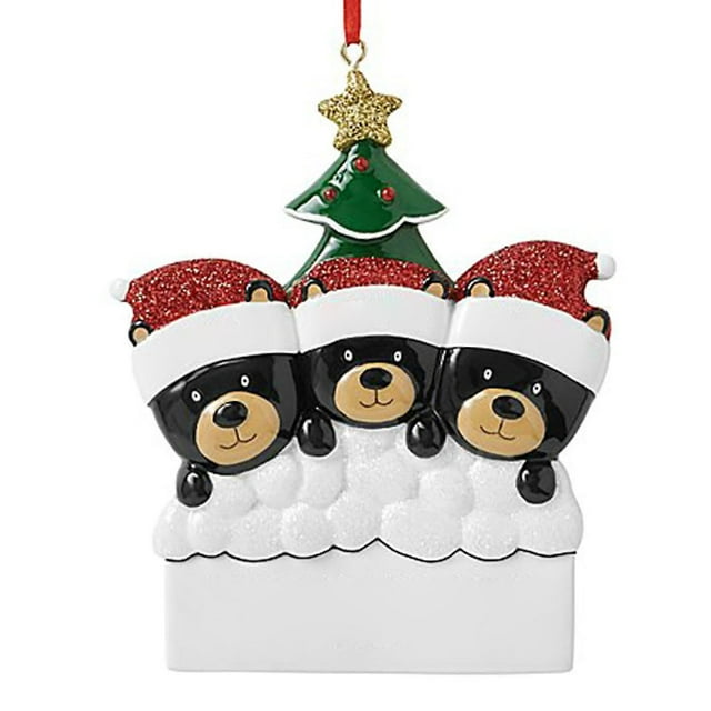 Forma de oso negro Diy nombre escritura colgante colgante adorno para árbol de Navidad Decoración