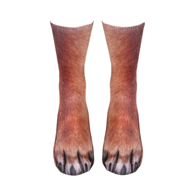 YF Unisex Adult Animal Foot Print Simulation Tube Stockings 3D Paw Pattern Crew Socks 