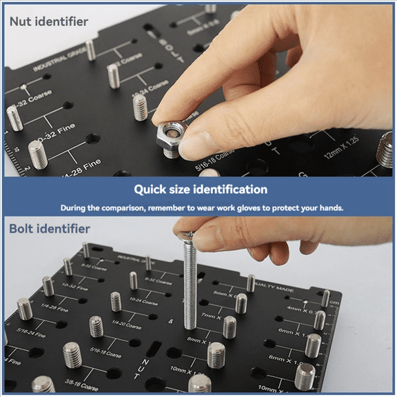 Thread Checkers,Bolt Identifier Board,Bolt and Screw Size Thread Gauge,Nut and Bolt Identifier Standard and Metric